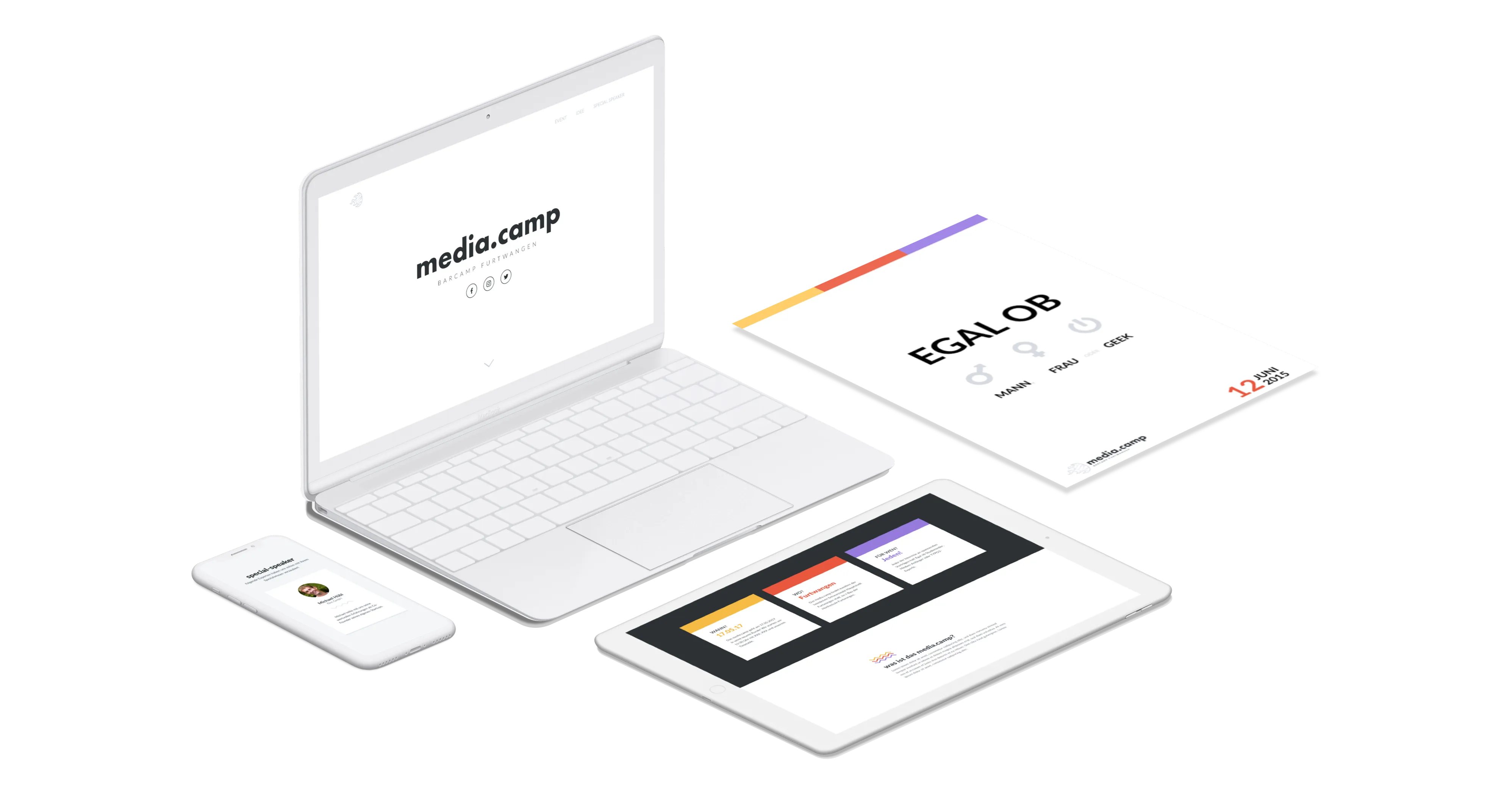 Mockups of the media.camp website