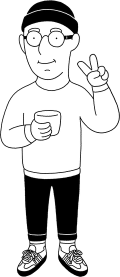 Robin drinking coffee